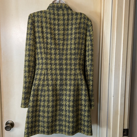 INC Green/gray plaid double breasted overcoat size M - Picture 5 of 8